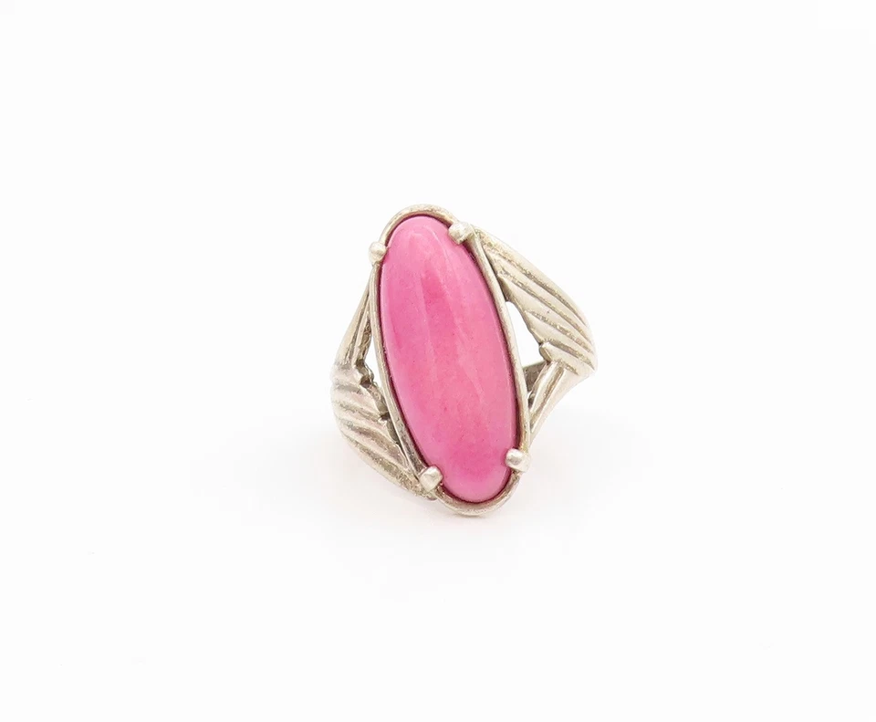 925 Sterling Silver Vintage Ring KABANA Pink Rhodonite Split Band  Sz 6  RG34481 - Image 2 of 4