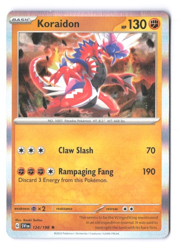 Pokemon Koraidon Scarlet & Violet Base Set 124/198 Holo NM