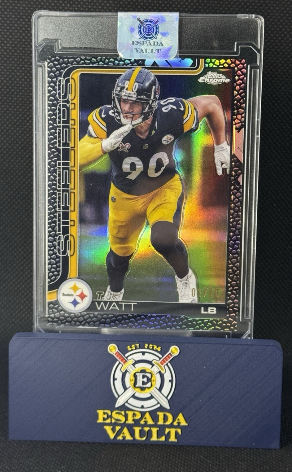 2025 Topps Chrome TJ Watt Black Refractor 1/10 (#258)