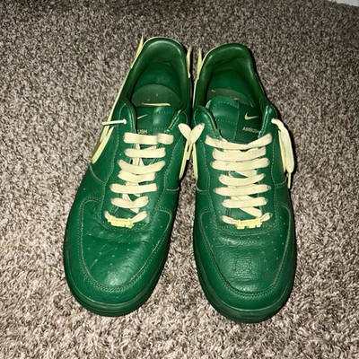 Nike Air Force 1 Low x AMBUSH Men s Green/Cream Leather Lace-Up Sneakers