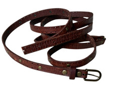 Smart Set Women's Brown Genuine Leather Skinny Belt Size Large