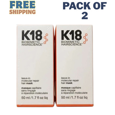 K18 Leave-In Molecular Repair Hair Mask Conditioner 50ml Pack of 2 Hair Care