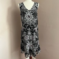 Silk Beaded Fairy Dress Karen Kane Black White Floral Sleeveless Whimsygoth Sz 4