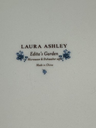 Laura Ashley Edita's Garden Porcelain Pasta Bowls 9" Blue Floral Set of 4 - New - Picture 6 of 8