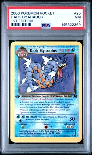 2000 POKEMON ROCKET 1ST EDITION #25 DARK GYARADOS PSA 7