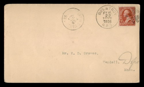 DR WHO 1895 BOS & TROY RPO TO WENDELL DEPOT MA w5904