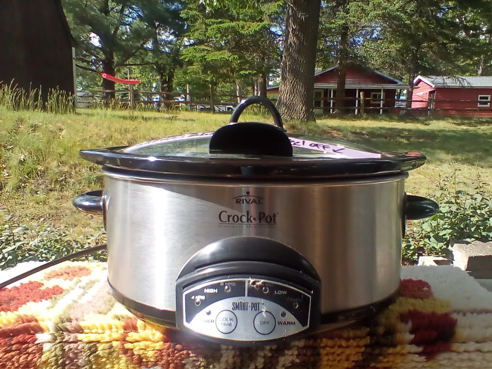 Rival 6Qt Oval Silver Black Slow Cooker HINGED LID Rare Smart Crock Pot WORKS