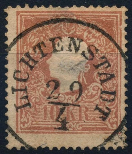 Austria 1858 10kr, Type II. Lichtenstadt (B) Mü:60P! Attractive!
