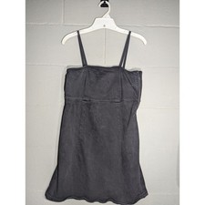 Zara Womens Denim Mini Dress Sz M Black Bodycon clubwear country Spaghetti Strap