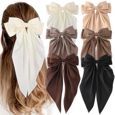 6PCS Big Satin Hair Bows Clips for Women Girls Oversized Barrettes