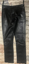 PRADA WOMEN 0 2 XS MOTO PANTS BLACK SOFT LEATHER ITALY 40 NO BELT VERSION*