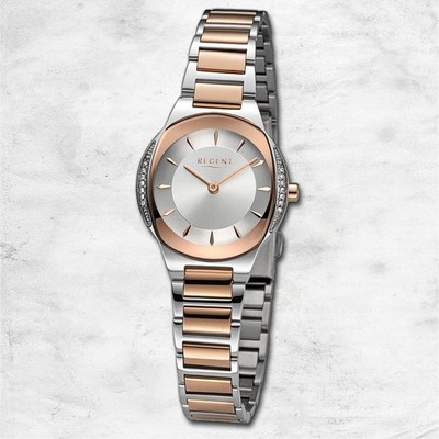 Regent Damen Armbanduhr Analog Metallarmband rosegold silber UR2212540