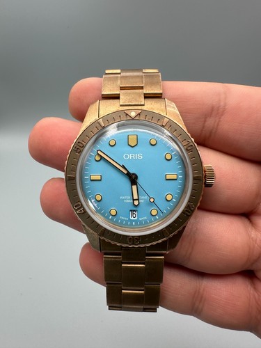 Oris Cotton Candy Blue Divers Sixty Five Unisex Bronze 65 watch 38mm 01733777131