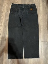 Carhartt Black Denim Jeans Men Button Closure 5-Pocket Solid Cotton