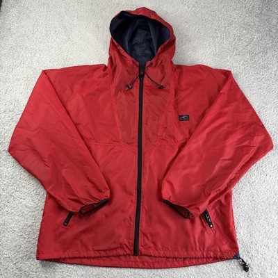 Vintage Helly Hansen Jacket Mens XL Red Hooded Ripstop Windbreaker Outdoor 90s