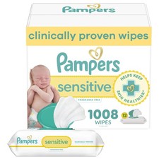 Pampers Sensitive Baby Wipes, Water Based, Clinically 1008 Count Pack of 1 