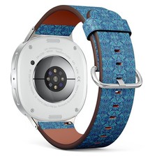 Arabesque Floral Blue Vegan Leather Watch Band 40/44/46mm