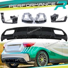 Heckdiffusor + Schwarz Auspuff f&uuml;r Mercedes Benz A Kl. W176 A45 AMG Line 15-18