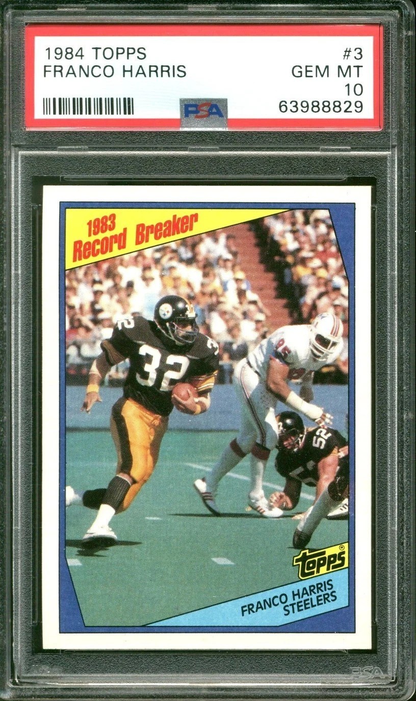 1984 Topps #3 Franco Harris Card PSA 10 Record Breaker RARE Pop 38 HOF Steelers