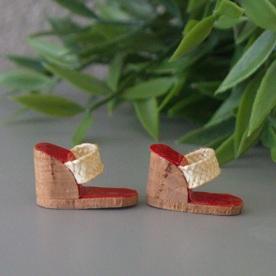 🖤Juego de picnic Barbie #967 OT tejido con plantilla roja corcho cuña zapatos de colección años 60 WoW❤️ Foto 4 de 4