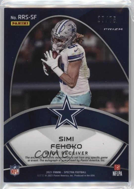 2021 Panini Spectra Celestial Prizm /75 Simi Fehoko #RRS-SF RPA Patch Auto RC - Image 2 of 2