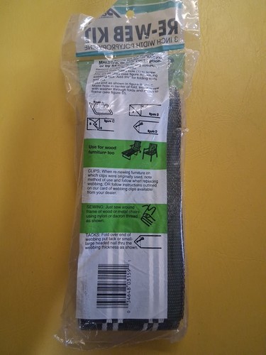 NOS Reweb Kit Arden Paradise 3” 30’ For Vintage Chair/Chaise Stripe Black/White - Picture 2 of 2