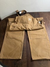 Men  s Carhartt Brown Canvas Bibs 40x30 New Without Tags
