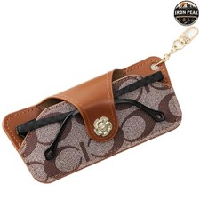 Sunglasses Case Yellow-Brown Soft Leather Slim Portable Eyeglass Pouch