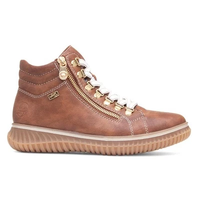 Rieker Womens Boots Tan Ladies Ankle Lace Up Zip Warm Lining Antistress SIZE