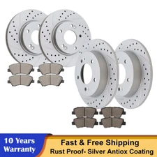 For Hyundai Elantra Veloster GT Kia Forte Front Rear Drilled Rotors Brakes Pads