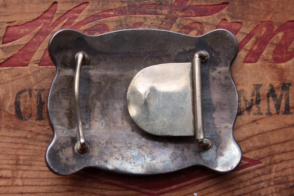 Vintage Vogt en Pointillé Baie Argent Sterling Foncé Huile Western Show