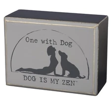 Primitives By Kathy Box Sign One with Dog - Dog Is My Zen 4" x 3" - NEW