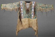 Old Style American Buckskin Buffalo Beaded Fringes Powwow Regalia War Shirt
