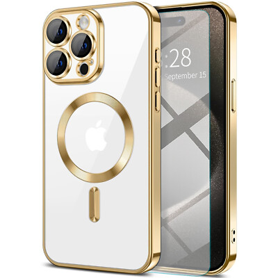 For iPhone 15 Pro Max 14 13 12 11 Plus Mini Case Phone Cover Mag +Tempered Glass