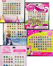 24 Pairs Set Girls Kids Sticker Earrings Frozen Pony Disney Princess Kitty Bling