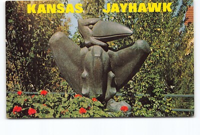 Kansas Jayhawk Symbolic Mascot University KS Chrome Postcard Vtg Unposted