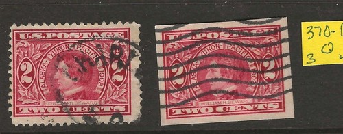US Scott #370, 371 USED F/VF Set of Yukon perf & Imperf 1909 Commemoratives! 3