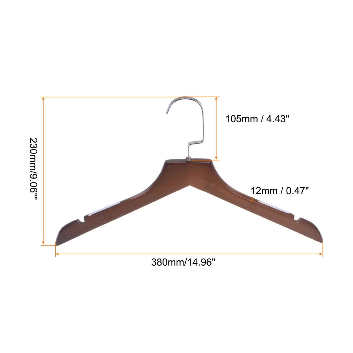 2pcs C14 Non Slip Retro Wooden Clothes Hangers with Soft Stripes
