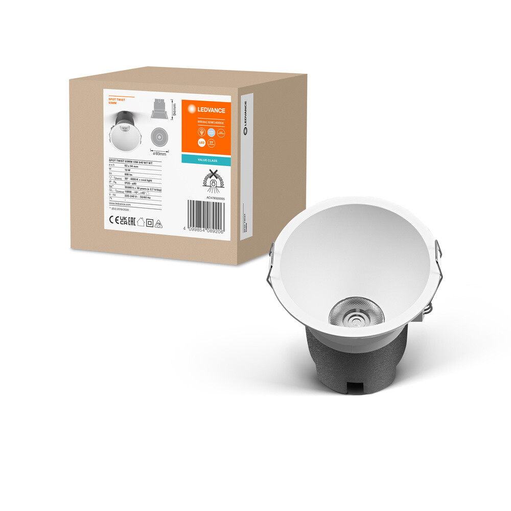 LEDVANCE SPOT TWIST Einbau-Downlight, weiß, 10W, 800lm, 840 WT  
