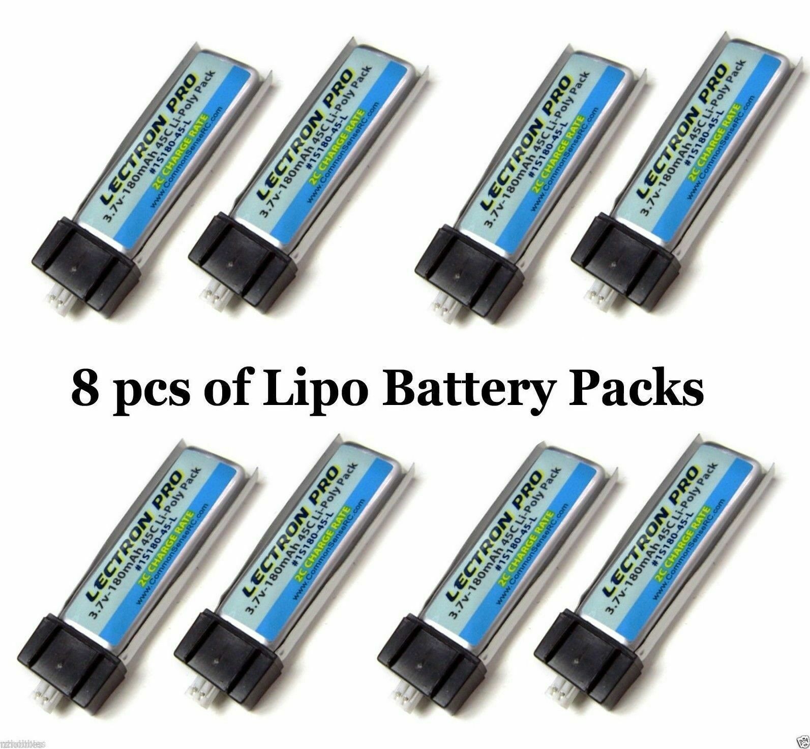 Lectron Pro 3.7 volt 180mAh 45C Lipo Battery 8 (pcs) Blade mCX mSR ...