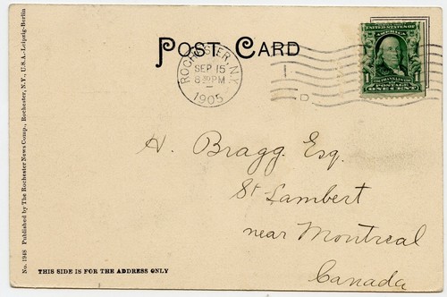 Temple Kodesh Rochester N.Y. Synagogue ,Judaica Postcard to Montreal Canada 1905 - Picture 2 of 2
