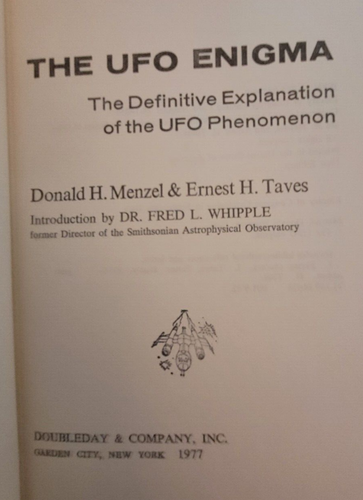 The UFO Enigma by Donald H Menzel & Ernest H Taves, Dr Whipple Intro 1st Ed HCDJ - Imagen 4 de 20