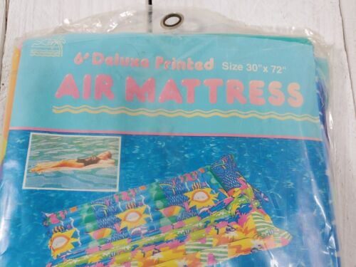 New Old Stock Vintage Pool Float 72''x 30'' Raft Colorful Retro Air Mattress - Picture 4 of 4