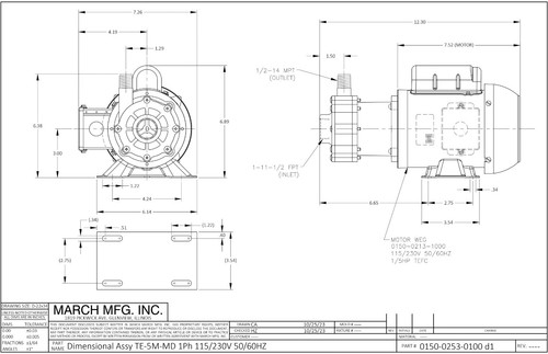 Bomba de accionamiento magnético March Marine TE-5M-MD 1Ph (0150-0253-0100)- Envío GRATIS - Imagen 4 de 4