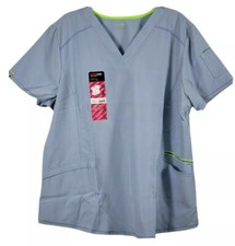 Scrubstar Women's Seasonal Solid Active V-Neck Scrub Top Blue Bliss XL