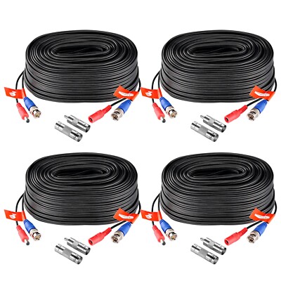 ZOSI 4PCS 100ft All-in-One BNC Video Power Cable for Security Camera DVR System