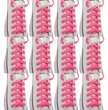 12 pairs Flat "Neon Pink" Sneaker Athletic String 27",36",45",54", Shoelaces