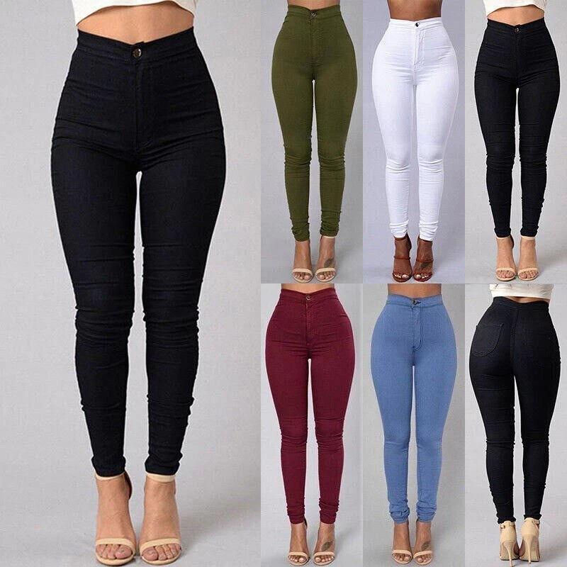 Pants De Mujer Pantalones de moda Cintura alta Vaqueros Ropa Pantalon  delgado