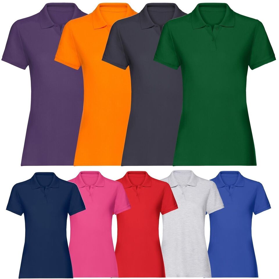 Ladies Plain Polo T-Shirts Knit Collar Short Sleeve Women's Regular Fit ...