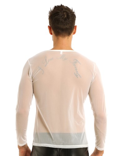 Mens Muscle Tops See Through Mesh T-shirt Casual Pullover Tee Blouse Clubwear - Picture 9 of 74